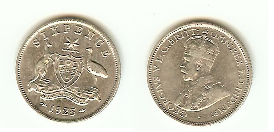 Australian 6 Pence 1925 gF/gVF